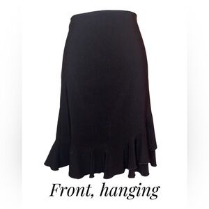 Rave Stretch Vintage Midi Skirt for Juniors with Ruffle Hem Black, Size 13